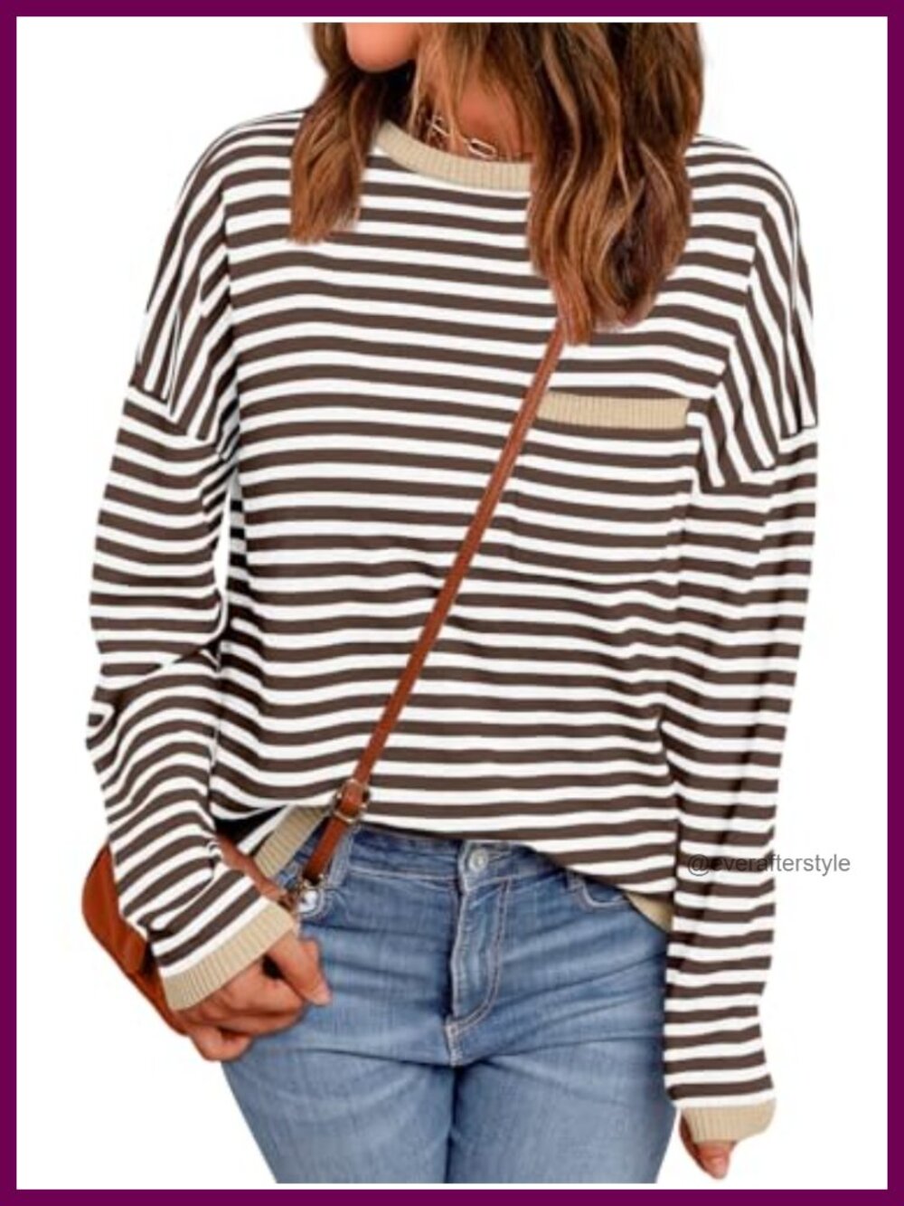 LILLUSORY Womens Striped Lightweight Crewneck Pullover Sweater Oversized